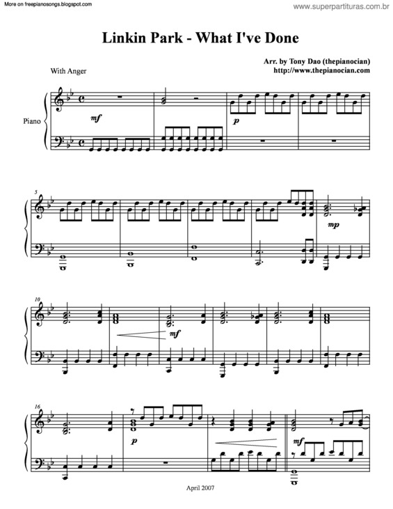 Partitura da música What Ive Done