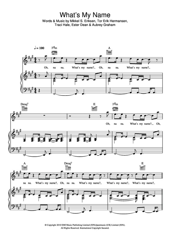 Partitura da música What´s My Name v.3