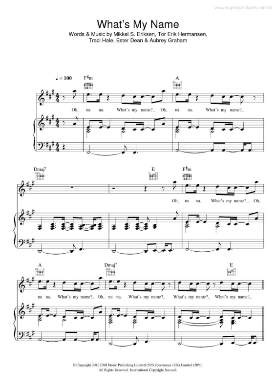 Partitura da música What`s My Name