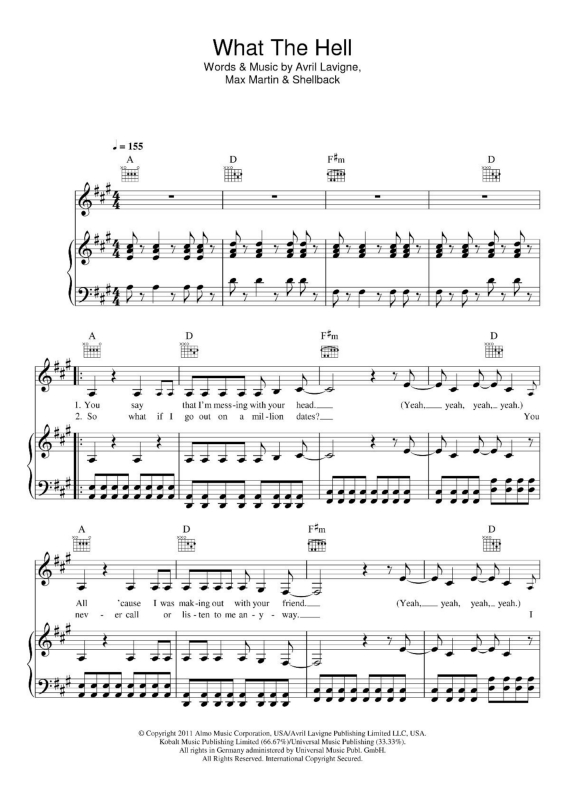 Partitura da música What the Hell