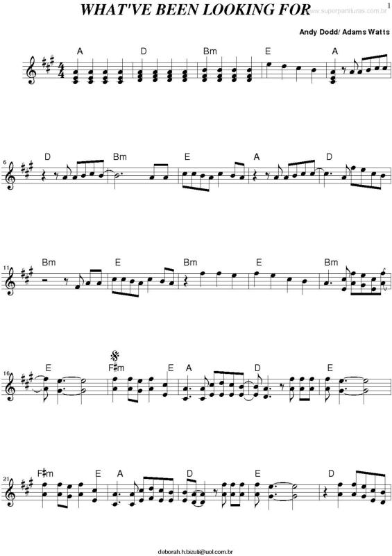 Partitura da música What`ve Been Looking For