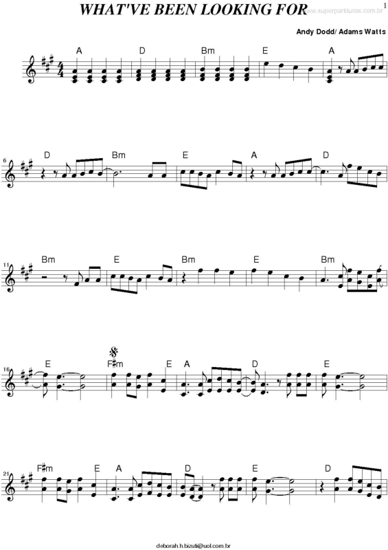 Partitura da música What`ve Been Looking For