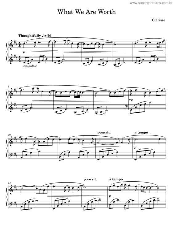 Partitura da música What We Are Worth – Clarisse