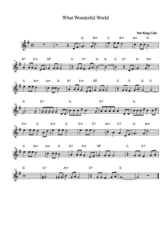 Partitura da música What Wonderful World v.2