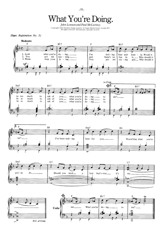 Partitura da música What You´re Doing