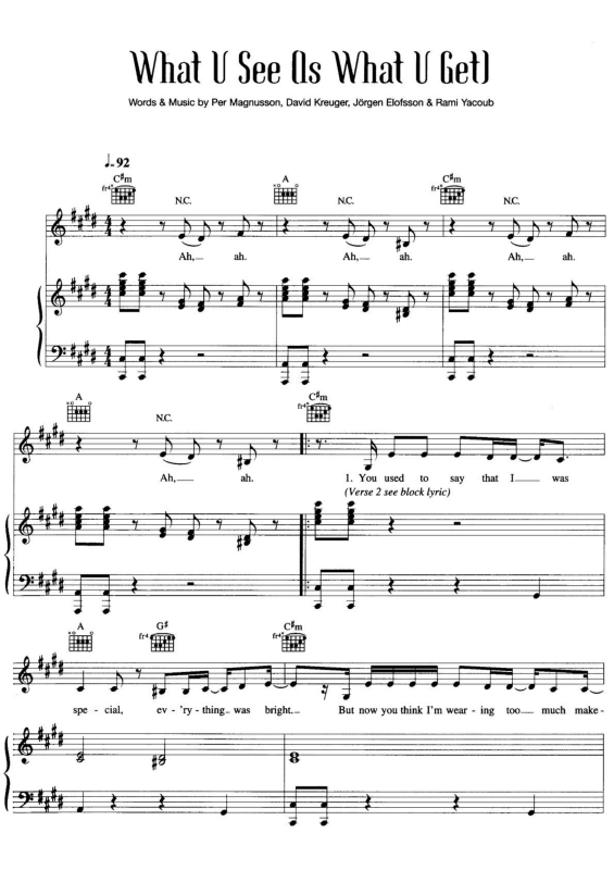 Partitura da música What You See (Is What You Het)