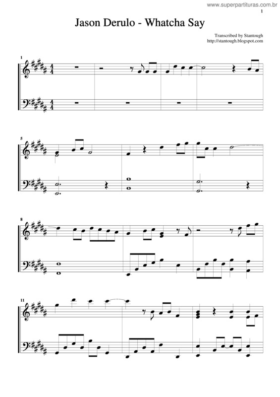 Partitura da música Whatcha Say