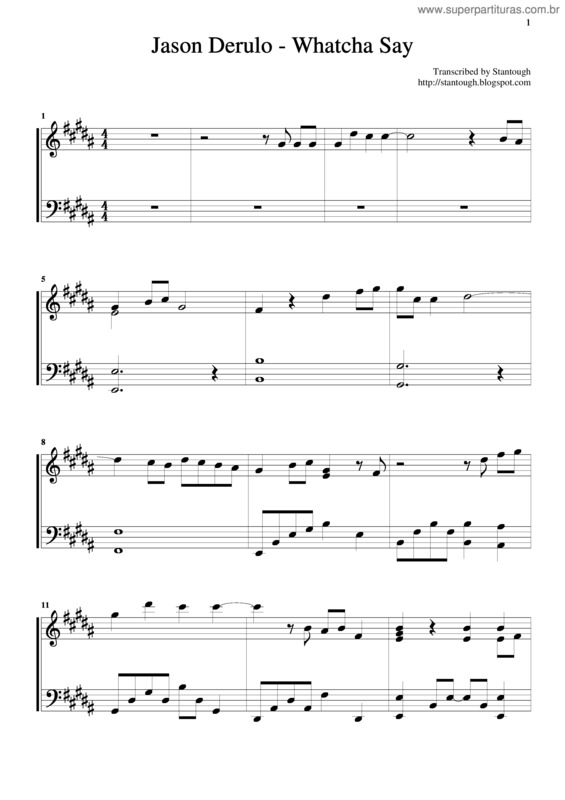 Partitura da música Whatcha Say