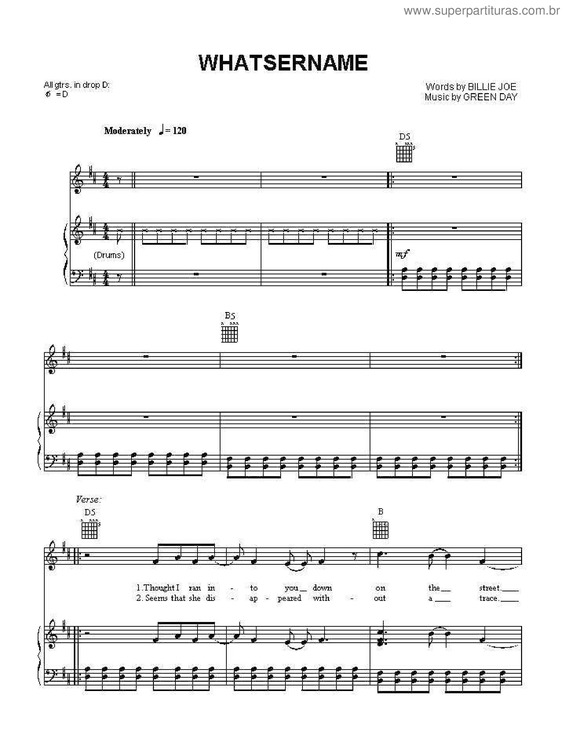 Partitura da música Whatsername