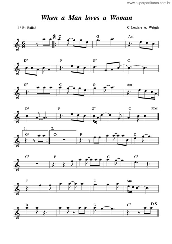 Partitura da música When A Man Loves A Woman v.2