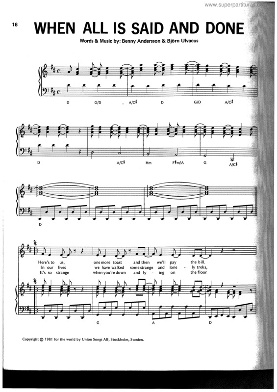 Partitura da música When All Is Said And Done