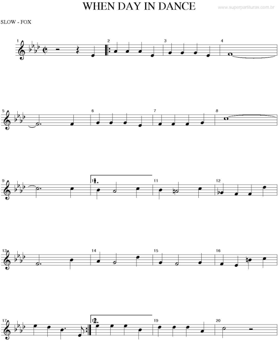 Partitura da música When Day in Dance