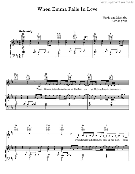 Partitura da música When Emma Falls In Love