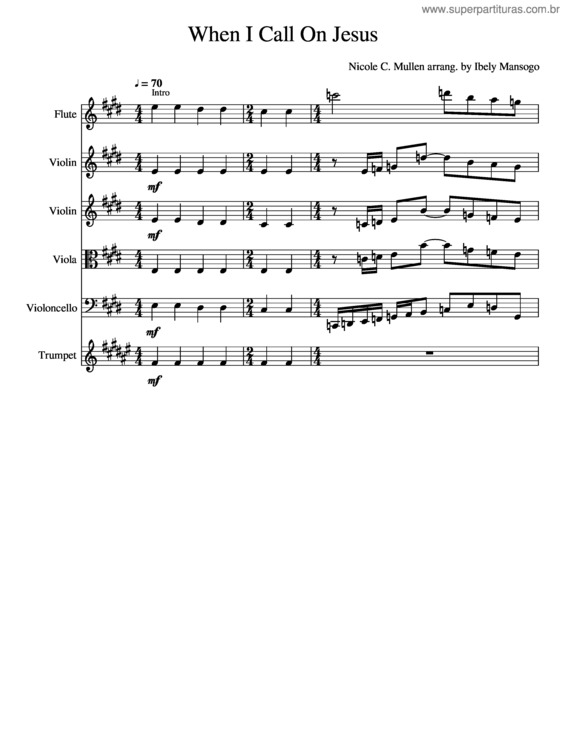 Partitura da música When I Call On Jesus