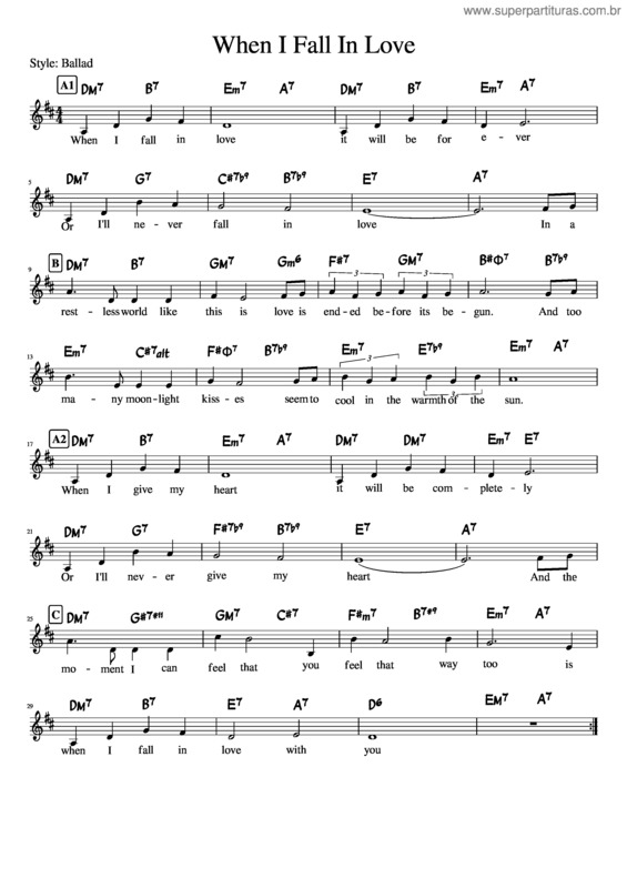 Partitura da música When I Fall In Love v.10