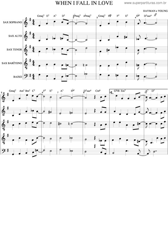 Partitura da música When I Fall In Love v.3