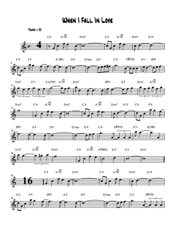 Partitura da música When I fall in Love v.4