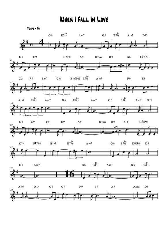 Partitura da música When I Fall In Love v.5