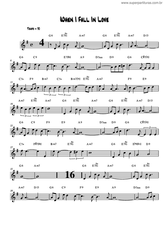 Partitura da música When I Fall In Love v.7