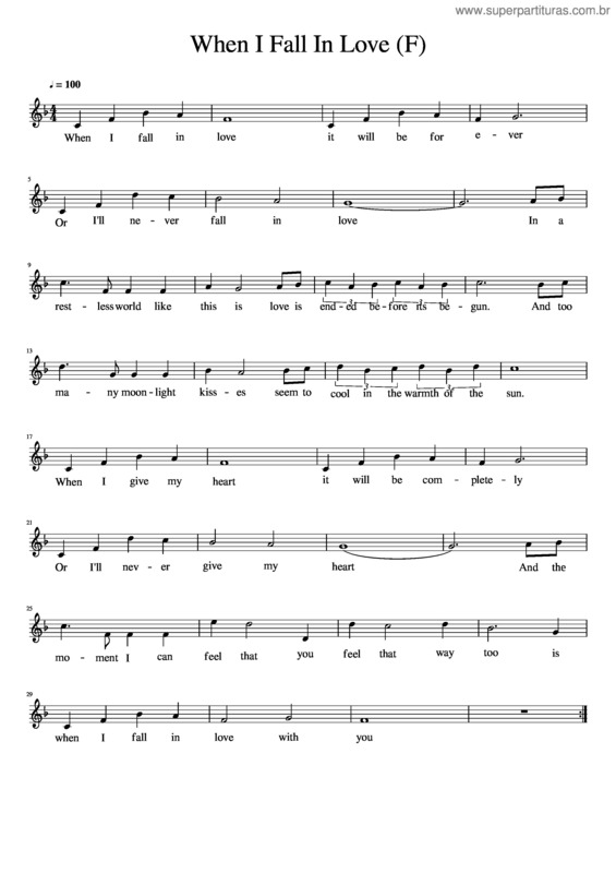 Partitura da música When I Fall In Love v.8