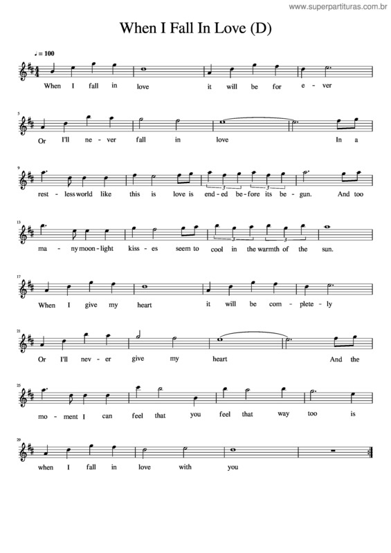 Partitura da música When I Fall In Love v.9