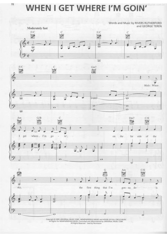 Partitura da música When I Get Where I`m Goin`