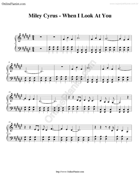 Partitura da música When I Look At You v.3