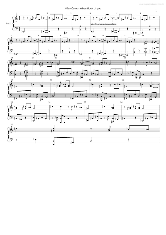 Partitura da música When I Look At You