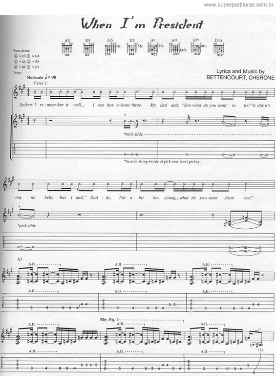 Partitura da música When I`m President