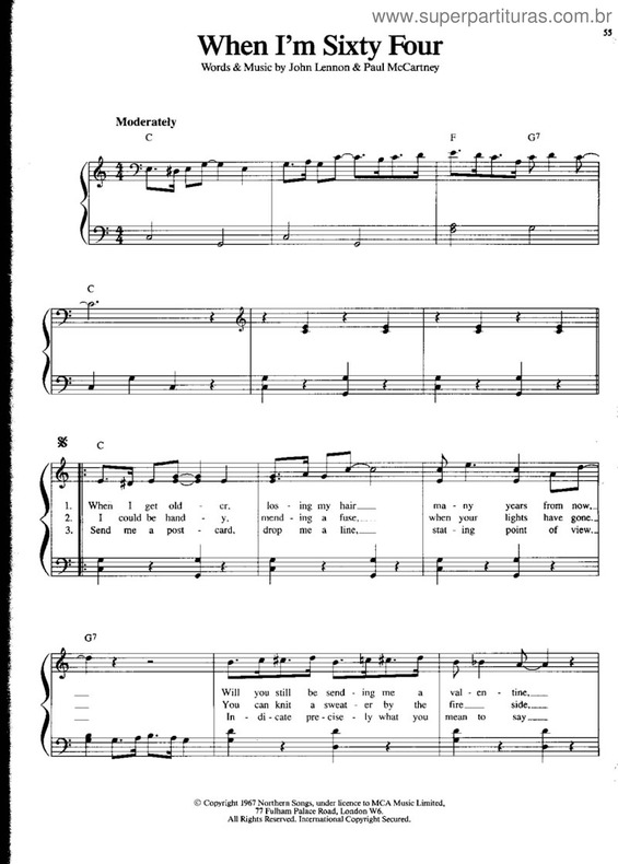 Partitura da música When I`m Sixty Four