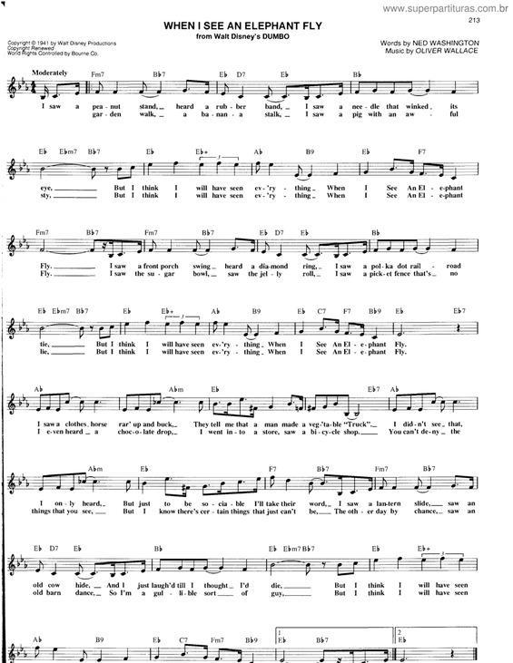 Partitura da música When I See An Elephant Fly v.2