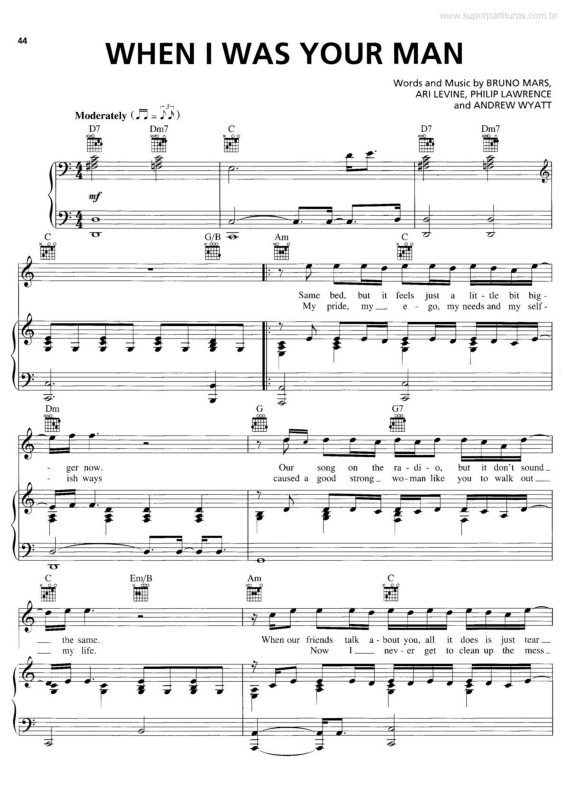 Partitura da música When I Was Your Man v.2