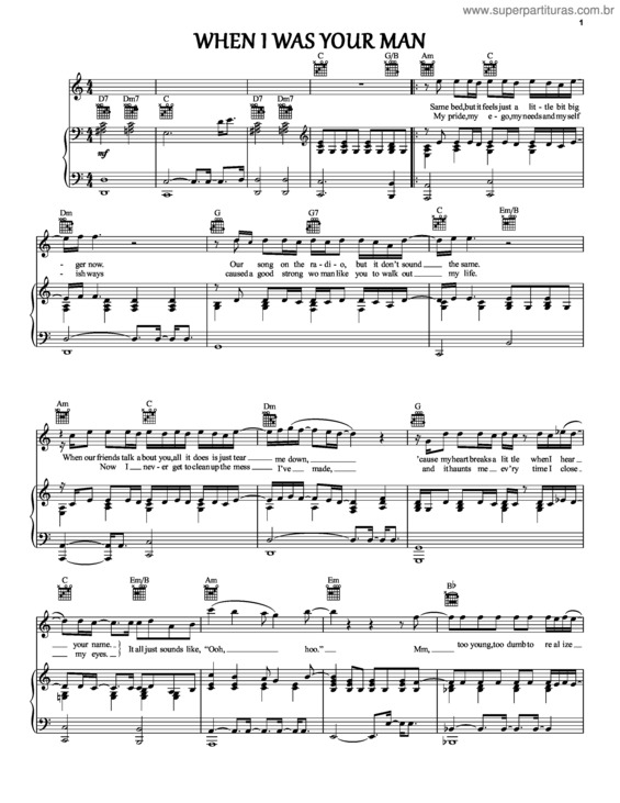 Partitura da música When I Was Your Man v.4