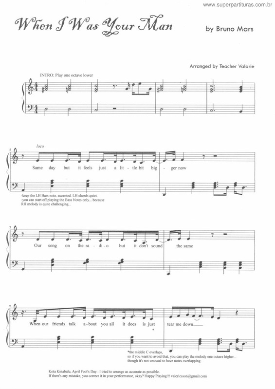 Partitura da música When I Was Your Man v.5