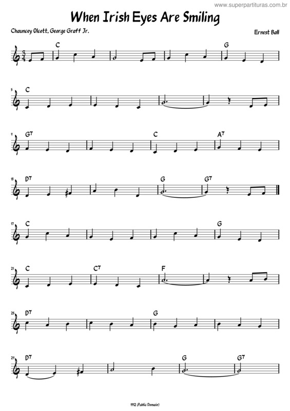 Partitura da música When Irish Eyes Are Smiling