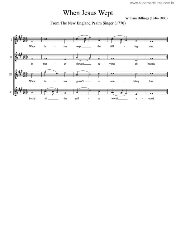 Partitura da música When Jesus Wept v.2