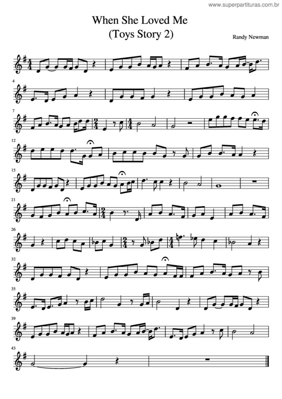 Partitura da música When She Loved Me v.3