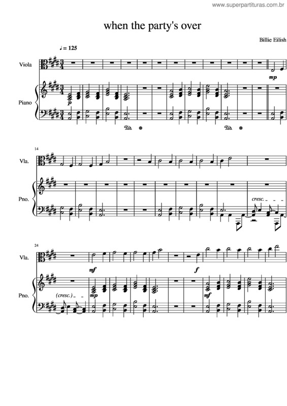 Partitura da música When The Party`S Over Viola