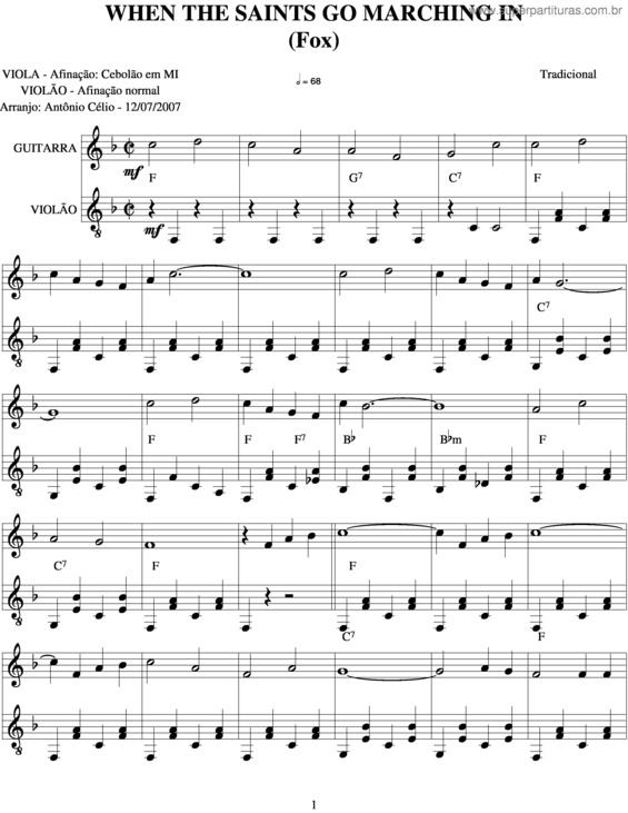 Partitura da música When The Saints Go Marching In v.2