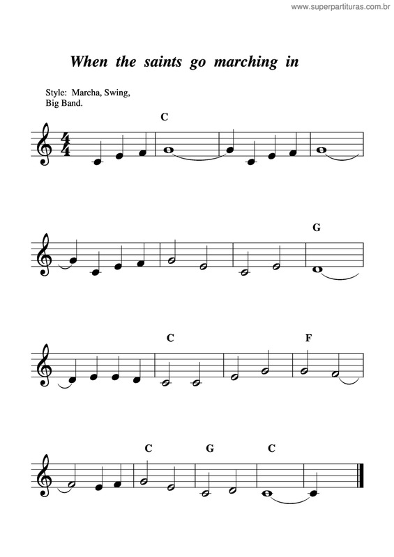 Partitura da música When The Saints Go Marching In v.3