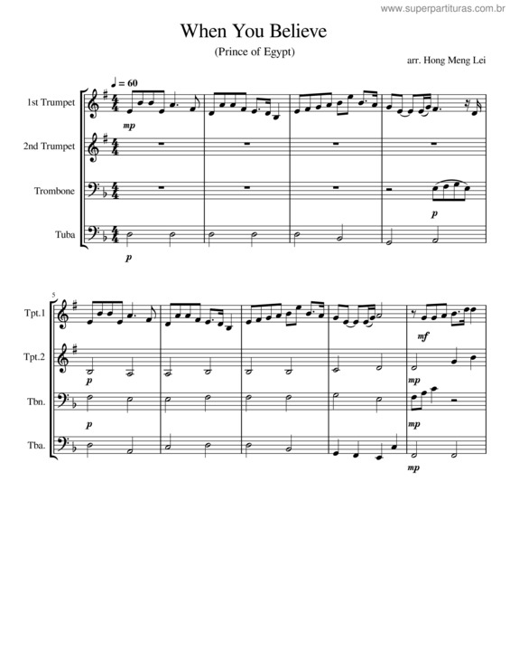 Partitura da música When You Believe v.4
