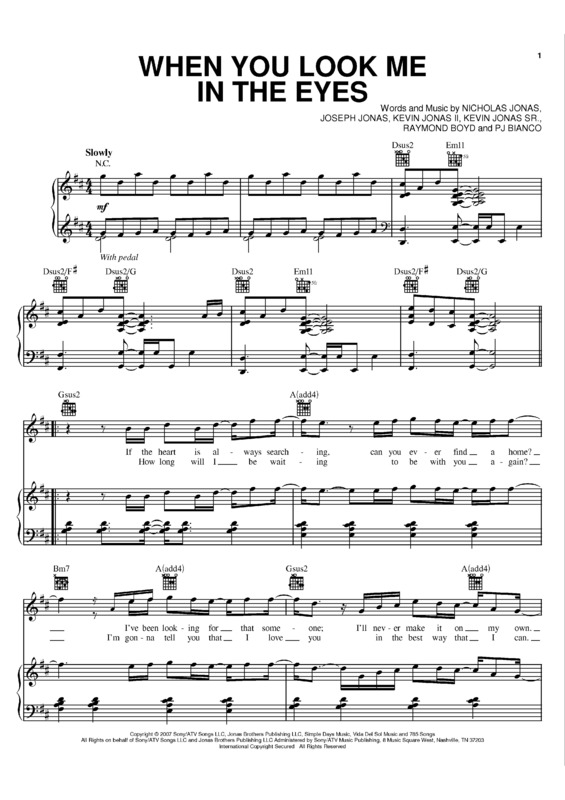 Partitura da música When You Look Me In The Eyes v.2