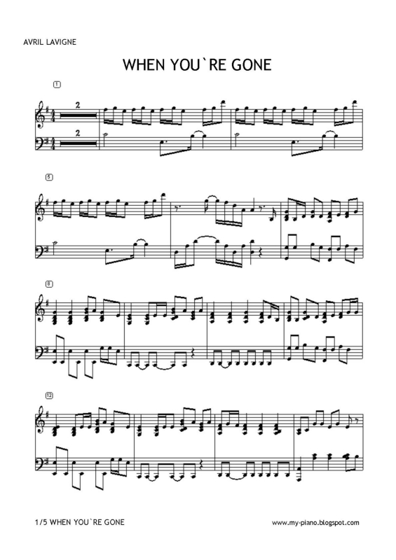 Partitura da música When You`re Gone v.3