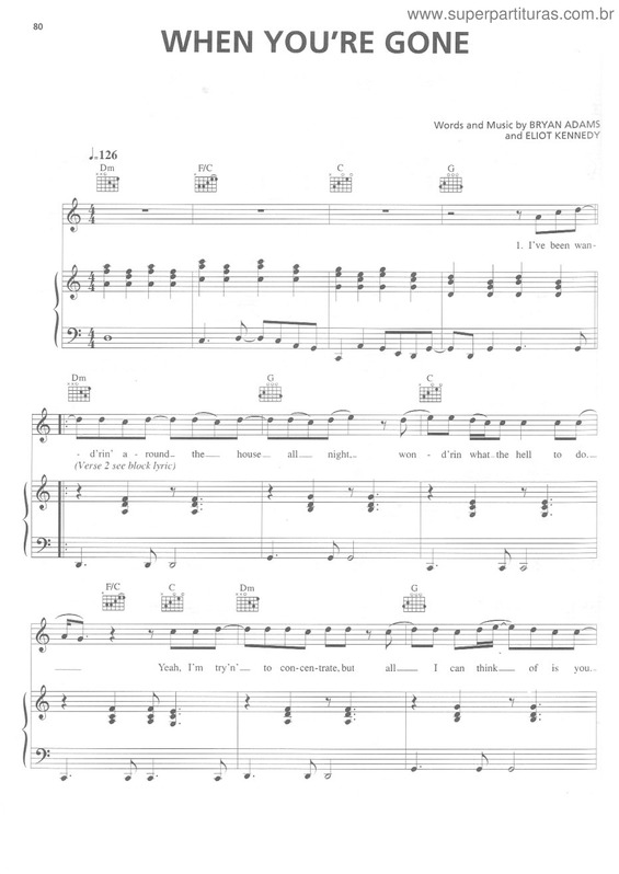 Partitura da música When You`re Gone v.4