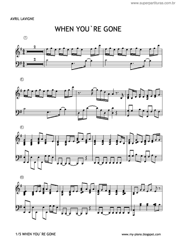 Partitura da música When You`re Gone v.5