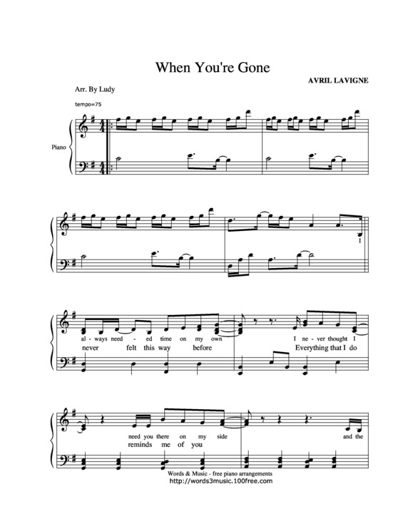Partitura da música When You´re Gone v.6