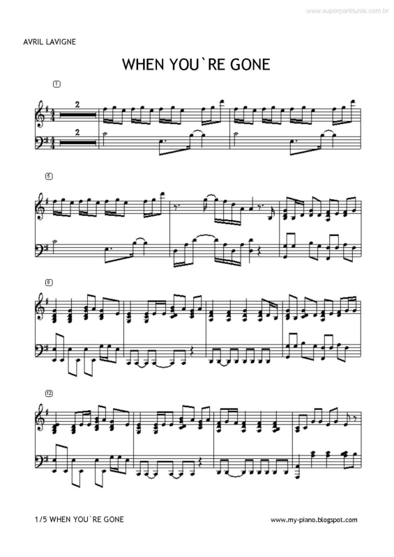 Partitura da música When You`re Gone
