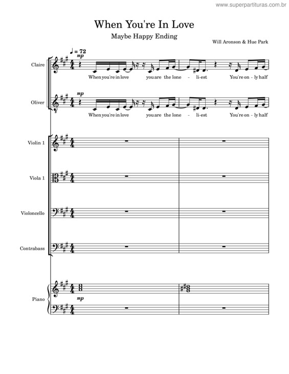 Partitura da música When You`Re In Love – Hue Park & Will Aronson
