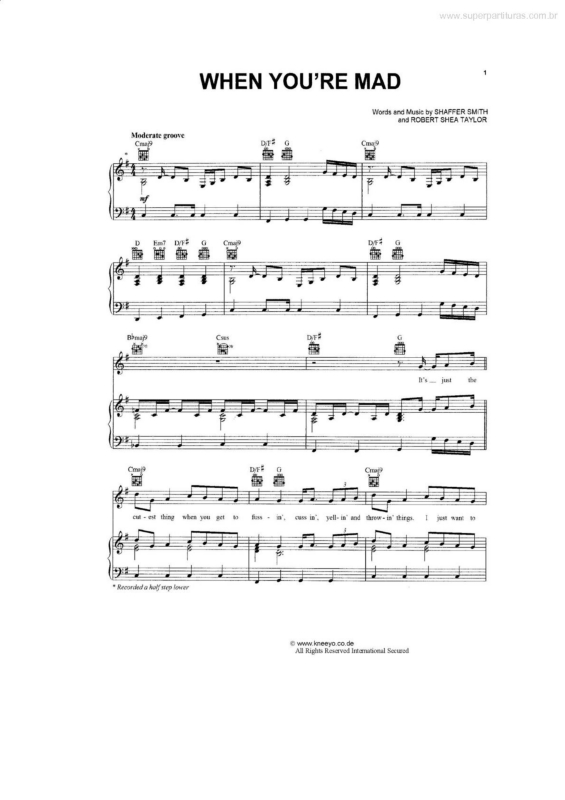 Partitura da música When You`re Mad