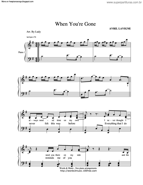 Partitura da música When Youre Gone